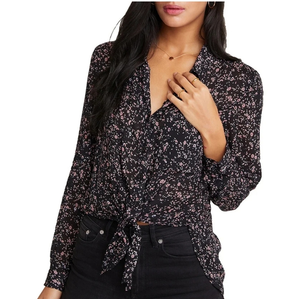 Anthropologie Cloth & Stone Floral Tie Front Top